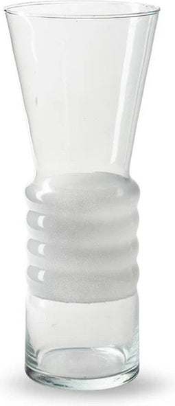 Vaas met witte ringen 'pleun' h30 d12 cm