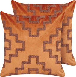 SERGIPE - Sierkussen set van 2 - Oranje - 45 x 45 cm - Fluweel