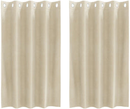 vidaXL - Zwarte - Outdoorgordijnen - met - Ringetjes - 2 - stuks - Crème - Velours