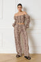 Refined Department Blouse Lori - Off Shoulder Lange Mouw - Gesmokt Lijf - Leopard (XS)