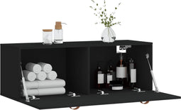 vidaXL - Wandkast - 80x36,5x35 - cm - bewerkt - hout - zwart
