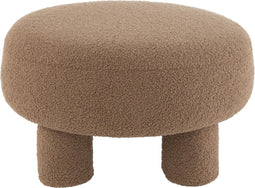 J-Line kruk rond Teddy Voeten - textiel - bruin