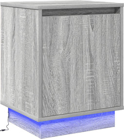 vidaXL - Nachtkastje - met - LED - verlichting - Grijs - Sonoma - 39x34,5x50 - cm