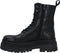 PS Poelman Korio - Leren Chunky Plateau Combat Veterlaarzen - Zwart - Dames - Maat 38