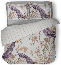 LINNICK Dekbedovertrek Katoen Flower Bird - multi - 200x200/220cm - tweepersoons