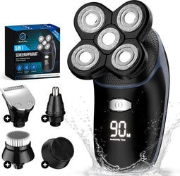 Beeperfect 5-in-1 Scheerapparaat - Draadloos Nat en Droog Scheren - 5 Opzetstukken - Zwart/Blauw
