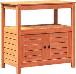 vidaXL - Oppottafel - met - schappen - 82,5x45x81 - cm - massief - grenenhout - bruin