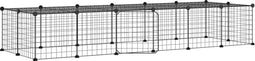 vidaXL - Huisdierenkooi - met - deur - 28 - panelen - 35x35 - cm - staal - zwart