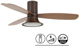 Plafondventilator Airfusion Flusso Bruin 18W Led Ø 132cm Incl. Afstandsbediening