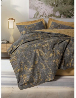 Beddengoedset - Dekbedovertrek 240 x 220 cm + 2 kussenslopen 60 x 60 cm - 100% katoen - Mosterd (2 stuks)