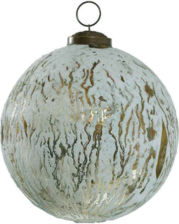 PTMD Svenn Kerstbal - H13 x Ø12,5 cm - Glas - Wit/goud