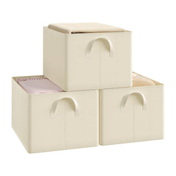Woltu Opbergboxen - Set van 3 - Opvouwbaar 42x26x32cm - Crème (3 stuks)