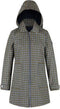 Regatta Celinda - Waterdichte geïsoleerde Parka jas met capuchon - Marineblauw mosterdgeel geruit