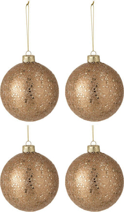 J-Line kerstbal Sterretjes - glas - brons - large - doos van 4