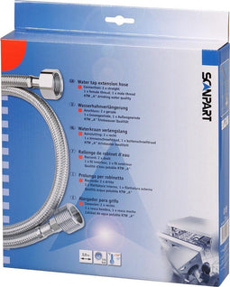 Scanpart F144 - Waterkraan Verlengslang 2M - 2 x recht - Buitenschroefdraad en binnenschroefdraad (1 stuk)