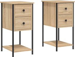 vidaXL - Nachtkastjes - 2 - st - 32x42x70 - cm - bewerkt - hout - sonoma - eikenkleurig