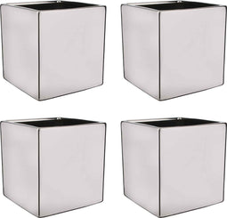 Mica Decorations Chaz Bloempot - 21x21cm - Keramiek - Zilver - 4 Stuks