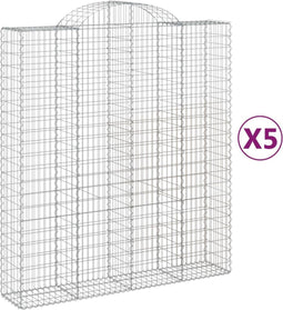 vidaXL - Schanskorven - 5 - st - gewelfd - 200x50x220/240 - cm - ijzer