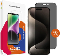 Accezz Gehard Glas Privacy Screenprotector - 9H gehard glas - Voor Apple iPhone 15 Pro