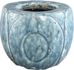 PTMD Tunish Ronde Bloempot - H15 x Ø18 cm - Keramiek - Blauw