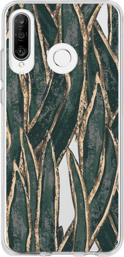 Hoesje Geschikt voor Huawei P30 Lite Hoesje Siliconen - Design Backcover siliconen - Meerkleurig / Wild Leaves