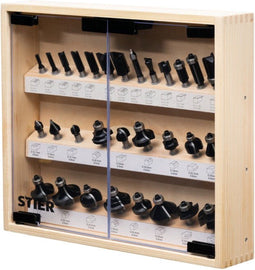 STIER - Cutterassortiment - 30 stuks - Houtfrezenset 8 mm voor bovenfrezen