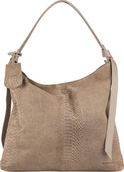 BURKELY Eline - Hobo tas - Suède met anaconda print - Taupe