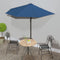 vidaXL - Balkonparasol - half - met - aluminium - paal - 270x144x222 - cm - blauw