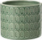 J-Line bloempot Ovaal Patroon - keramiek - groen - small - Ø 14 cm - 2 stuks