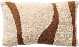 Dutch Decor CARLEE - Sierkussen 30x50 cm - met teddy krullen in aardetinten - Tofu - wit - Inclusief binnenkussen