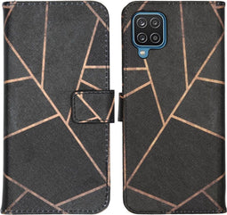 iMoshion Hoesje Geschikt voor Samsung Galaxy A12 Hoesje Met Pasjeshouder - iMoshion Design Softcase Bookcase - Meerkleurig / Black Graphic