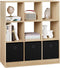 Woltu Boekenkast 9 Vakken 3 Stoffen Lades - Melaminehout Licht Eiken 80x30x86,5 cm