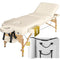 tectake® Massagetafel - Behandeltafel - 10cm Matras - 3 Zones - Opvouwbaar - Hoogte Verstelbaar - Beige