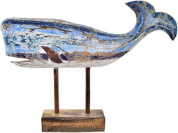 Decoratieve figuren DKD Home Decor Blauw Hout Bruin Zeeman Walvis (40 x 10 x 30 cm)