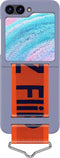 Lunso - Geschikt voor Samsung Galaxy Z Flip5 - Hoes met band - Lavender/Oranje