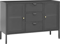 vidaXL - Dressoir - 105x35x70 - cm - staal - en - gehard - glas - antracietkleurig