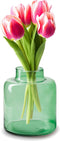 Jodeco Bloemenvaas Willem - transparant groen glas - 19 x 17 cm - fles vorm vaas