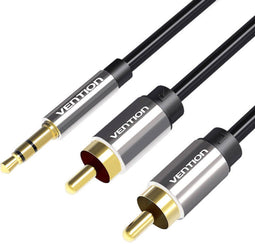 Vention BCFBI - Audiokabel 3,5 mm naar 2x RCA - Hoge geluidskwaliteit - Zwart