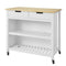 SoBuy Kookeiland op Wielen - 100 x 60 x 94 cm - Hout Composiet - Wit - 4 Zwenkwielen Handdoekhouder