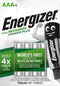 Energizer ENR Recharge Power Plus 700 AAA - Oplaadbare Batterijen - 4% Gerecycled - Zilver (4 stuks)