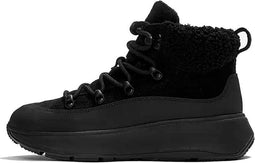 Fitflop F-Mode Teddy Collar - Dames Enkellaarsje - Suède - Zwart - Maat 43