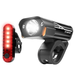 ACROPAQ - Fietsverlichting - 350 Lumen - Aluminium behuizing - Oplaadbaar met USB - Regenbestendig - Fietslamp