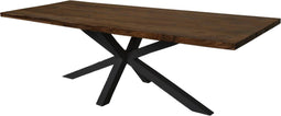 Rechthoekige eettafel tuin - 200x100x76 - Naturel/zwart - Teak/metaal