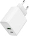 Gembird TA-UC-PDQC20-01-W - Snellader - 20W QC3.0 - USB-A en USB-C