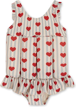 Konges Slöjd drijfpak / badpak kind - Amour blue stripe - Uitneembare drijfstokken - Maat 12 maand