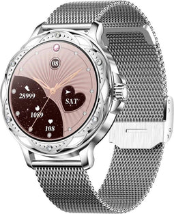 Valante EvoX Smartwatch - Smartwatch Dames - Zilver staal - 40 mm - Stappenteller - Hartslagmeter - Bloeddrukmeter - Bellen via Bluetooth
