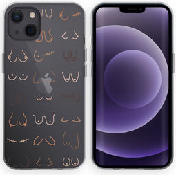 imoshion Hoesje Geschikt voor iPhone 13 Hoesje Siliconen - imoshion Design hoesje - Transparant / Boobs all over - Transparent