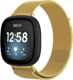 imoshion Milanees magnetisch bandje - Geschikt voor Fitbit Versa 3 - Goud - M