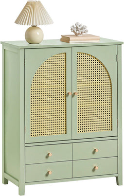 SoBuy FSB72-GR - Schoenenkast - 4 Lades 2 Deuren Rattan Groen