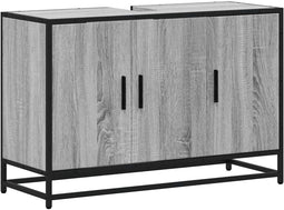vidaXL - Wastafelkast - 90x33x60 - cm - bewerkt - hout - grijs - sonoma - eikenkleurig